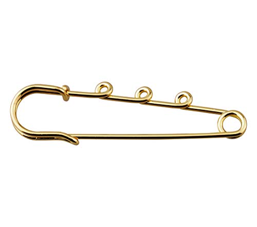Safety Pin Brooch with Holes for DIY Craft Jewelry Making (Gold 2')