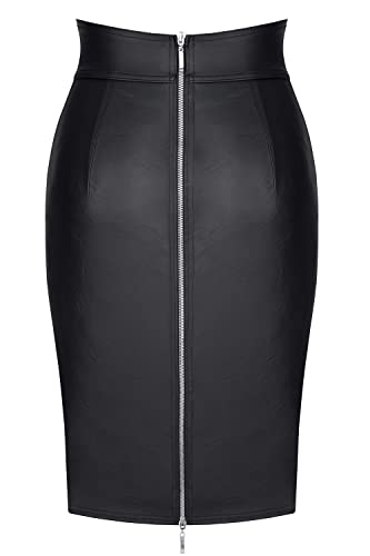 Demoniq Faux Leather Skirt with 2-Way Zip
