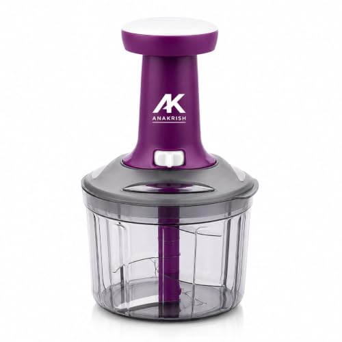 Image of Manual Food Chopper with 6 Stainless Steel Blades | Multipurpose Food Processor for Onion, Garlic, Tomato, Nuts & Herbs | 1100 ml Large Capacity Vegetable & Fruit Chopper