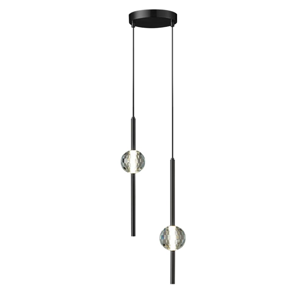 2-punktowy zestaw świateł Wisząca oprawa sufitowa Kryształowa lampa wisząca LED Mosiężna lampa wyspowa Tryb 3 kolorów Lampy wiszące Salon Sypialnia Lampy wiszące w stylu Art Deco LWX