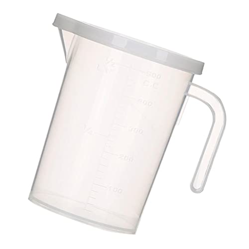 F Fityle 500/1000ML Plastic Liquid Measuring Cup Jug Surface with Lid Measuring Tools, 500ml
