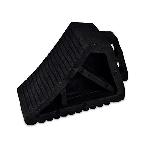 K T I® Rubber Wheel Chock Wheel Stopper Movable Heavy Duty Solid Rubber for Prevents Vehicles from Rolling During Maintenance Or Storage 3 KG Size- 290 x 180 x 130 MM Pack Of 4