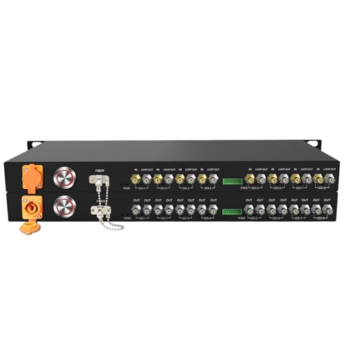 Image of 1U Rack-Mountable 8-Channel HD-SDI Fiber Converter Supporting CWDM and Loop Out, 1080@30Hz Uncompressed Fiber Extender Over Single LC Fiber Up to 20KM