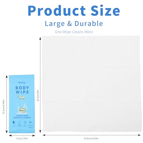 80 Pcs Body Wipes Individually Wrapped (9.29" x 8"), Large Shower Wipes for Adults Bathing No Rinse, Portable Personal Cleansing for Gym, Camping, Hiking, Backpacking,Bulk Homeless Supplies - Image 3