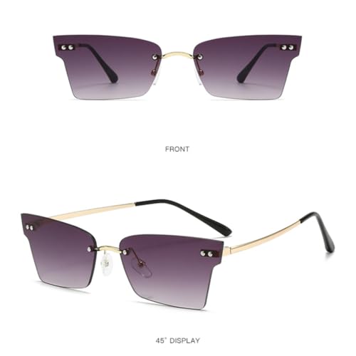 Lunettes de soleil sans monture œil de chat polygonal au design géométrique léger - 4