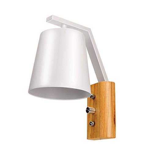 Lampe de luminaire en bois en bois, ONEVER Ensemble d'éclairage mural simple et simple en style nordique avec interrupteur d'alimentation pour chambre à coucher, salon, salle de bébé(pas d'ampoule)