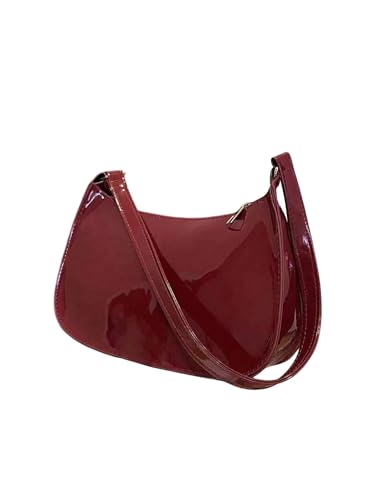 MakeMeChic Women's PU Leather Zipper Shoulder Bag Small Crescent Bag Underarm Purse Handbags