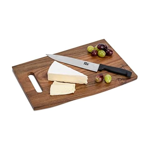American Atelier Acacia Wood Cheese Board | Wooden Cutting Board & Serving Tray w/ Cut Out Handle for Charcuterie, Meats, Breads & Veggies | Hostess Gift for Home & Kitchen | Rectangle, 15”x9.5”x.63” Cover