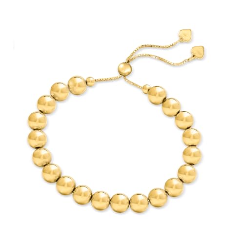 Ross-Simons 8mm Italian 18kt Gold Over Sterling Bead Bolo Bracelet3