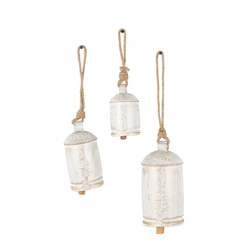 Deco 79 Metal Decorative Cow Bells, Set of 3 Cowbell 10", 7", 5" H, White by deco 79 - Used condition - Image 2