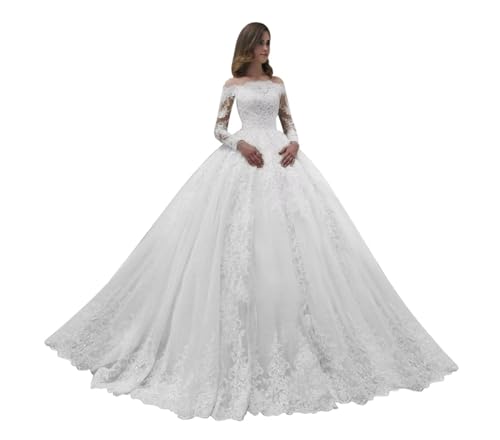Boey Frek White Off Shoulder Ball Gown Lace...