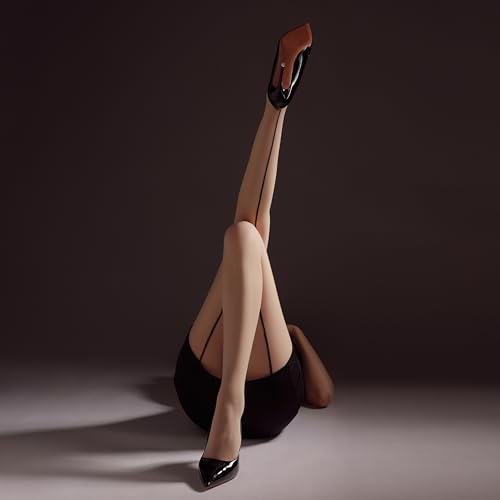 Image of Verdancy Women's 15D Sheer Pantyhose with Backseam & Cuban Heels High Waist Tights Plus Size Ultra Stretchable Stockings