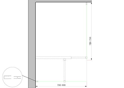 Doppia Parete Doccia Walk-In Con Braccio Di Sostegno Superiore A T Vetro 8 Mm Reversibile (78-80 X 73-75 H 200 Cm) - 4