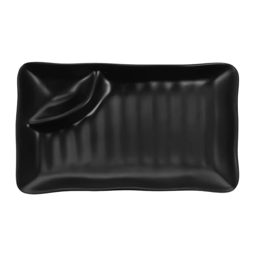 Plato Negro para Sushi Melamina 7.6 x 4.53 x 0.91 in miniatura 1
