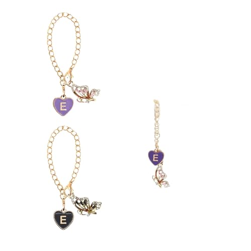 Qingonese 2PCS Black Purple Rhinestones Letter Charm for Stanley Cup-E