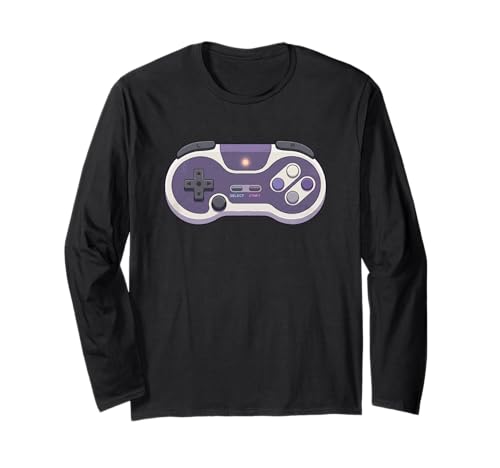 Retro Mode On Vintage Gamer Design 16 Bit Style Controller Long Sleeve T-Shirt