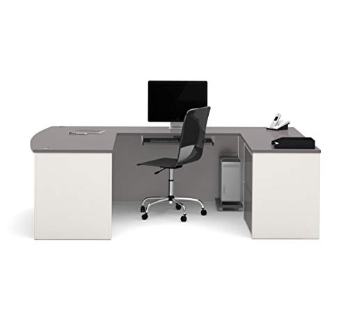 Bestar Connexion U-Shaped Executive Desk With Lateral File Cabinet, 72W, Slate/Sandstone #TOP1