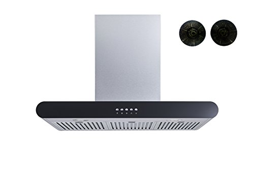Winflo 30 In. Convertible Stainless Steel Wall Mount Range Hood With Stainless Steel Baffle Filters, 2Pcs Charcoal Filters Included And Push Button Control #TOP23