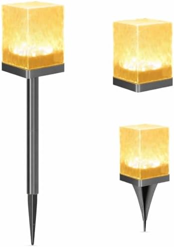 Espeto Solar Para Jardim LED Quadrado Luz Quente Balizador Decora...