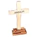 Holy Land Market Olive Wood Standing Cross with Crucifix. (5 Inch)