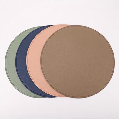 Sets de table ronds verts lavables lot de 10 pour protéger la table en bois - 4