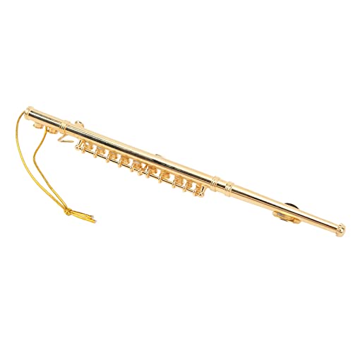 Qcwwy Modèle de Flûte en or Autres Objets de Collection Flûte pour les Amateurs d'instruments de Musique avec Finition Peinte Brillante 13,8 X 1,2 Cm Modèle de en or Mini Objets de Collection