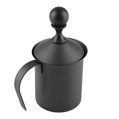 Fdit Manual Milk Frother Double Mesh Stainless Steel Milk Foam Maker Coffee Cappuccino Decoration Tool (400ml)