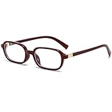 Breaksun Retro Rectangle Glasses for Women Men Small Square Blue Light Blocking Glasses Vintage Eyeglasses (Dark Red)