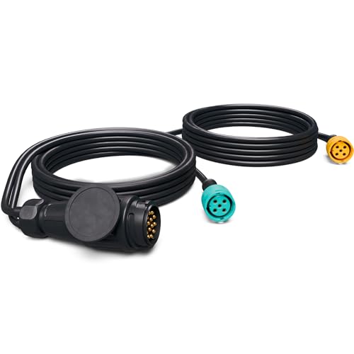 AUTOLIGHT 24 13-poliger Anhänger Kabelsatz 7 Meter – 8-polig belegt – Kabelbaum mit Bajonett Stecksystem – spritzwassergeschützt – für PKW Anhänger, Trailer, Wohnwagen