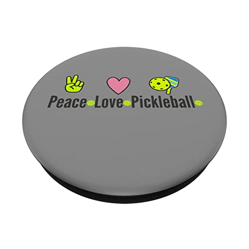 PEACE, LOVE, PICKLEBALL, PICKLEBALL LOVERS, PICKLEBALL GIFTS PopSockets Swappable PopGrip, Black - Image 2