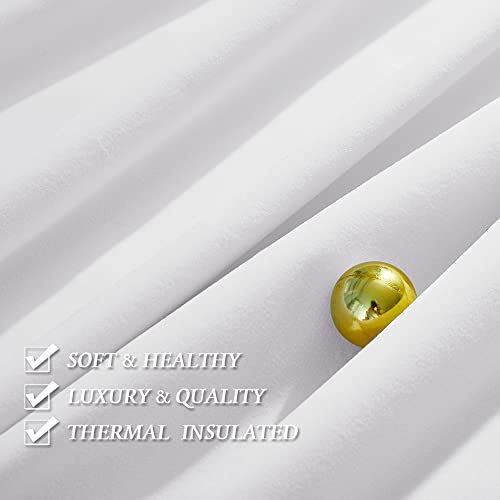 Image of RYB Home Pure White Velvet Curtains 120 inches - Super Soft Vertical Drapes Simple Home Decoration for Living Room Home Office Bedroom, W52 x L120, White, 2 Pieces
