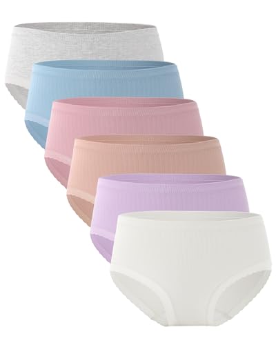 BAMBOO COOL Women's Underwear Soft Lace Panties Mid Waisted Seamless Briefs Moisture Wicking Stretchy 6 Pack