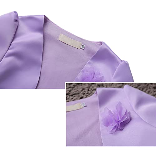 Girls Flower Satin Shrug Bolero Jacket Open Front Cardigan Wedding Evening Dress Cover Up2