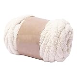 DeeRace 太いチャンキーヤーン ウェイトヤーン ソフトジャイアントウールヤーン かぎ針編み布 かさばるヤーン ジャンボ管状ヤーン ニットブランケットマット 枕 タペストリー スカーフ, ベージュホワイト