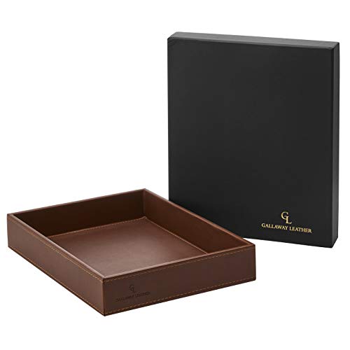 Gallaway Leather Valet Vanity Tray - Edc Tray, Nightstand Organizer For Men,Organizer For Coffee Table, Desk Or Dresser Top, Perfect Storage For Phone, Glasses, Wallet, Keys, Coins