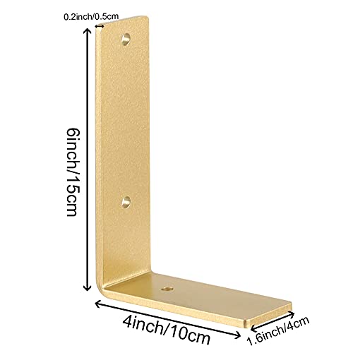 Seunmuk 8 Pack Gold Heavy Duty Brackets 6 X 4 Inch, Industrial Gold Wall Bracket, Heavy Duty L Shape Bracket Supports For Diy Rustic Wall Gold Brackets, With Screws #TOP1