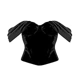 Tops bandeau sexy pour femme : le soutien-gorge sans bretelles avec poitrine intégrée rembourrée, sans anneau en acier, V profond sexy, dessine une belle forme de poitrine, il vous donnera un décolleté sexy.Fermeture éclair dans le dos, épaule dénudée, charme sexy enflammé.