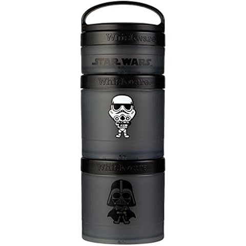 Whiskware Star Wars Stackable Snack Containers for Babies, Kids, and Toddlers, 3 Stackable Snack Cups for School and Travel, Formula and Cupholder Friendly, Stormtrooper and Darth Vader Cover