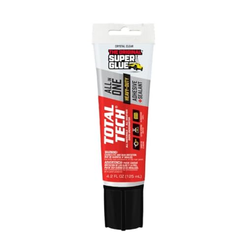 Total Tech, Clear, 4.2oz Tubes, Heavy-Duty Adhesive & Sealant Caulk, Flexible, All-Weather, Watertight, UV-Resistant, High Strength, Instant Grab, Ideal for Pools, Sinks, Bathtubs
