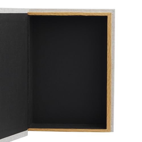Deco 79 Faux Leather Decorative Box "War and Peace" Faux Storage Book Book Shaped Boxes with Scroll Details, Set of 3 Decorative Keepsake Boxes 12", 9", 7"H, Light Gray by Deco 79 - Image 5