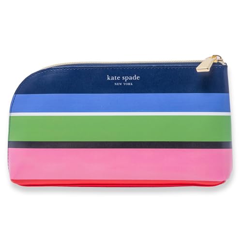 Kate Spade New York Etui na zamek błyskawiczny wypełnione naklejkami i akcesoriami do planowania, zestaw zawiera notatnik, zakładki z naklejkami, czarny długopis i uchwyt, wegańska skórzana torba na