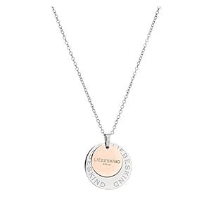 LIEBESKIND BERLIN Damen Halskette mit rundem Anhänger – Silber, Gold,...