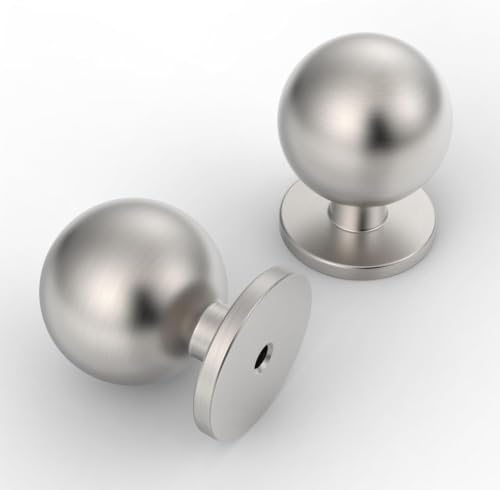9BUILD 6 Pack Brushed Satin Nickel Cabinet Knobs,Solid Round Drawer Pulls