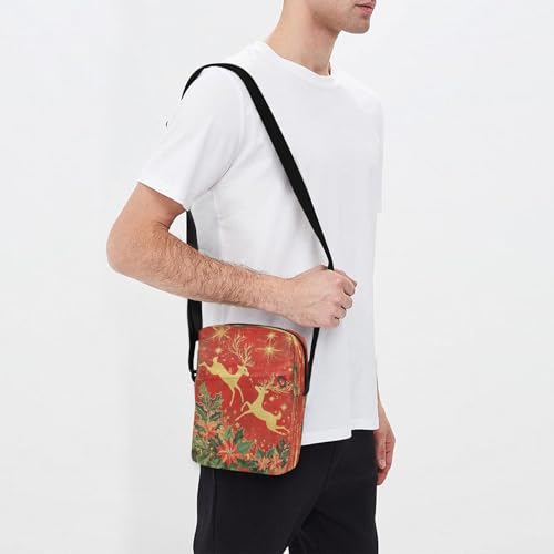 MCHIVER Small Messenger Bag Red Christmas Deer Crossbody Bag for Men Women Fanny Packs Purse for Outdoor Travel Work3