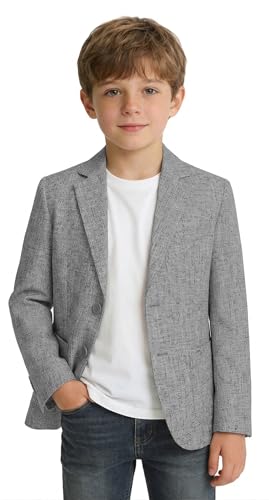 Boy Lightweight Blazer Kids Linen Jacket Wedding Gray Suit Blazers for Boys Casual Sport Coat Fashion Coats for Prom 4