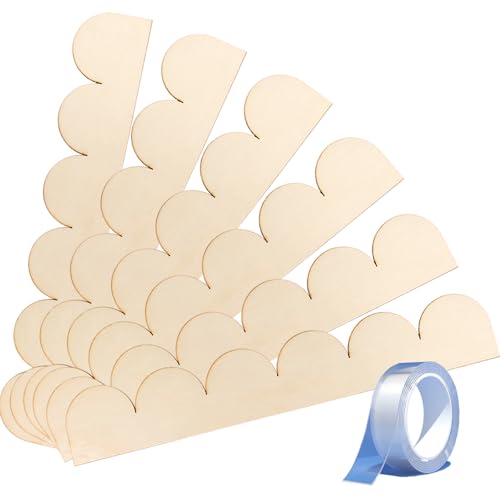 Unfinished Scalloped Decorative Wood Trim Scalloped Edge Decorative Wood Molding Cute DIY Moulding Trim for Home Wall Cabinet Shelf and Window Door(6pack，15.75 x 2.64inch )peel and stick trim molding