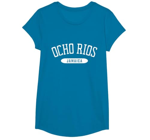 Ocho Rios Shirt College Style Ocho Rios Jamaica T-Shirt, Girls, Sapphire Blue, Medium