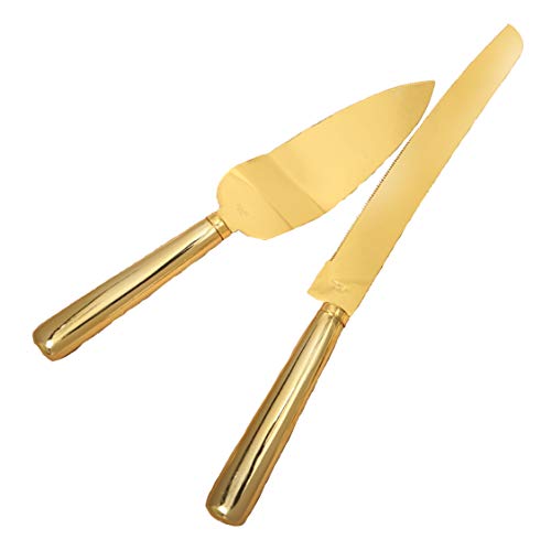 FashionCraft 2526 Simple Elegance Classic Gold Stainless Steel Cake Knife Set, One Size