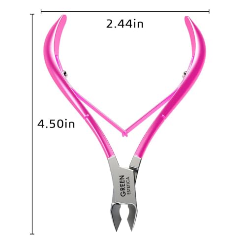 Professional Cuticle Trimmer Nail Cuticle Cutter Stainless Steel Cuticle Nippers with Sharp Blades of Cuticle Remover Clippers Manicure Tools Double Spring for Nail Care Pedicure Nail Tools (Pink)