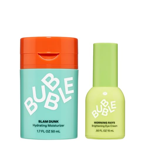 Bubble Skincare Glow Essentials Duo – Slam Dunk Hydrating Moisturizer 50ml and Morning Rays Brightening Eye Cream 15ml for Nourished Skin and Under-Eye Radiance